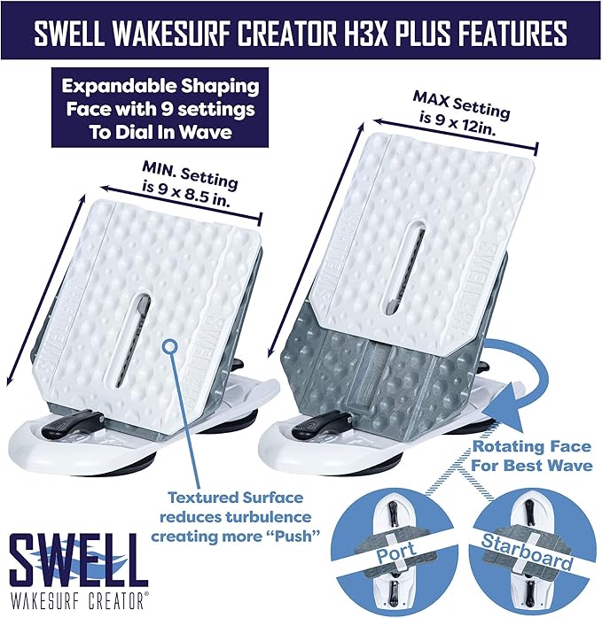 SWELL Wakesurf Creator H3X Plus - The Best Wake Shaper - Extendable Length, Rotating with