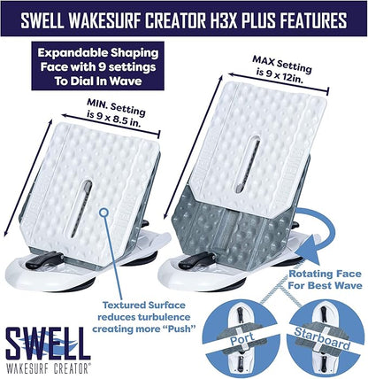 SWELL Wakesurf Creator H3X Plus - The Best Wake Shaper - Extendable Length, Rotating with
