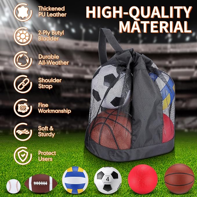 Leyndo 18 Pcs Sports Ball Set for Kids, Official Size Basketball Football Soccer Ball Playground