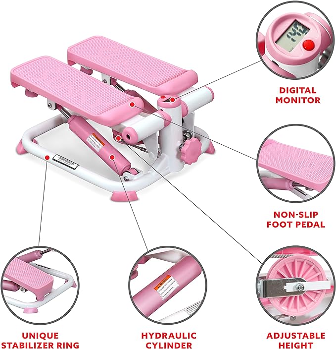 Sunny Health & Fitness Mini Steppers for Exercise at Home, Stair Step Workout Machine, Full Body