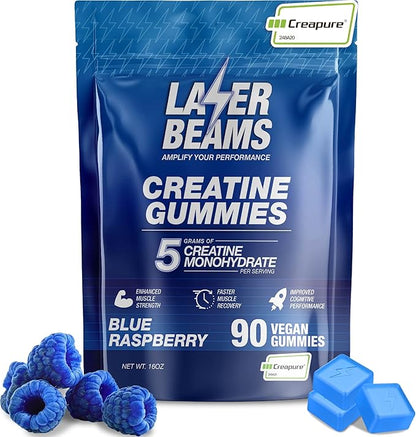 Creatine Monohydrate Gummies for Women & Men- 5g Creapure Creatine per Serving - Vegan, Blue