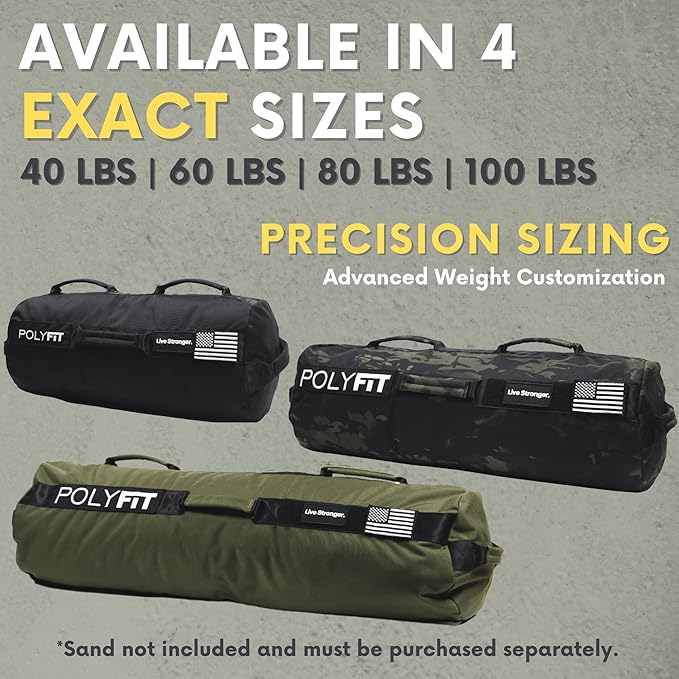 Polyfit Sandbag Pro - Workout Sandbag with Triple Closure Filler Bag and Reinforced Nylon Webbing
