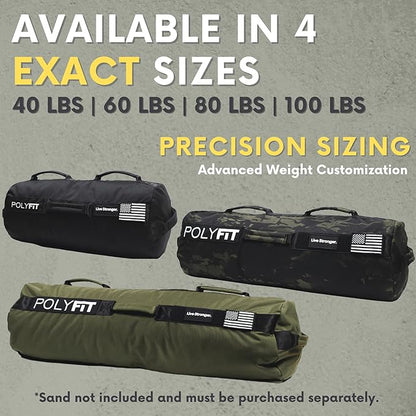 Polyfit Sandbag Pro - Workout Sandbag with Triple Closure Filler Bag and Reinforced Nylon Webbing