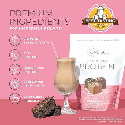 One Sol Lean Plant-Based Protein Powder, Pea & Brown Rice Protein, Low Carb, Vegan Friendly