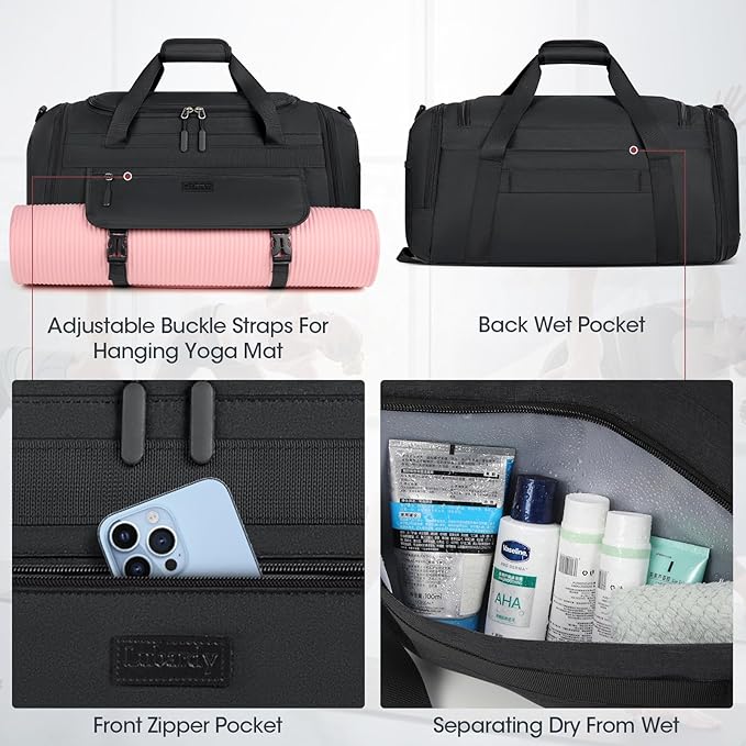 IGOLUMON Gym Bag for Men 40L Sports Duffel Bags Gym Duffle Bag Women with Shoe Compartment & Wet