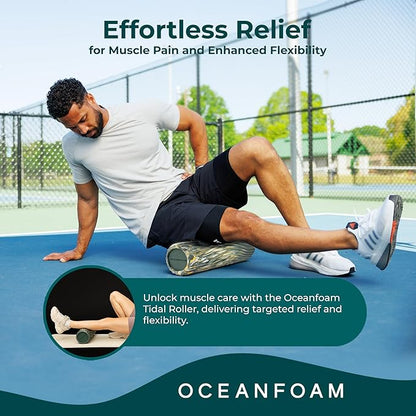 Oceanfoam Tidal Roller - Hunter, Gold & Natural Marbled - Muscle Massage Foam Roller for Back Pain
