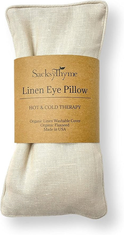 Organic Linen Eye Pillow - Lavender & Flaxseed for Relaxation, Yoga, Stress Relief - Microwavable