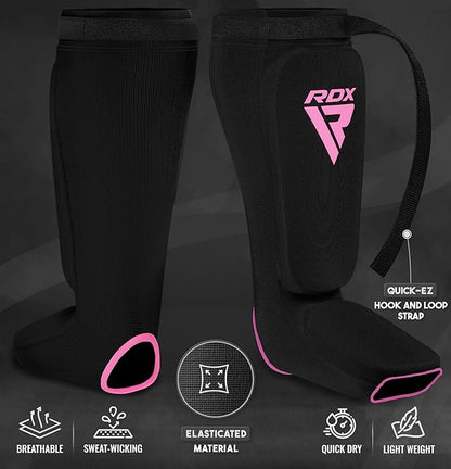 RDX Shin Guards Kickboxing Muay Thai, SATRA Approved, MMA Leg Instep Protection Pads, Sparring