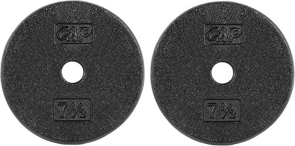 CAP Barbell Standard 1-Inch Cast Iron Weight Plates - Singles & Sets | 1.25-50 lbs | Multiple