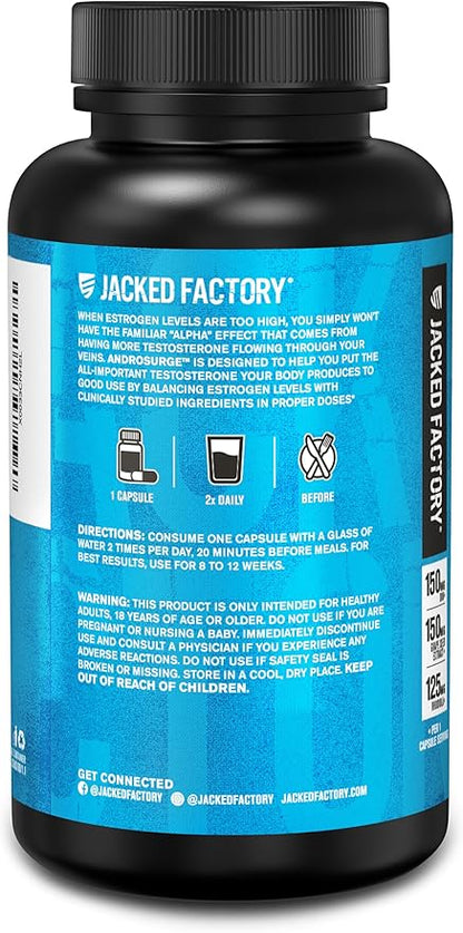 Jacked Factory Androsurge Estrogen Blocker for Men - Natural Testosterone Booster for Men &