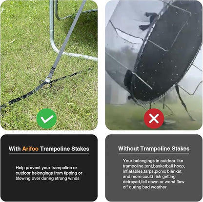 Trampoline Stakes Heavy Duty Strong and Galvanized Steel Corkscrew High Wind Anchor Kit for