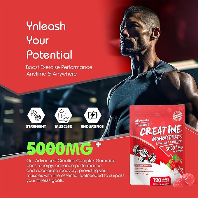 Creatine Monohydrate Gummies Complex for Men & Women,5 Gram per Serving Electrolyte Creatine Gummy