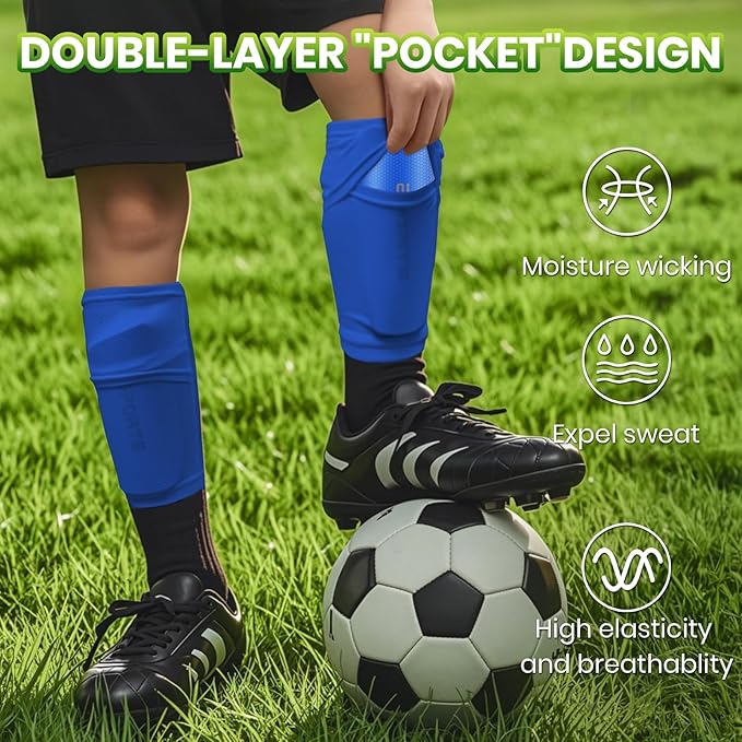 Shin Guards Soccer Kids 2025 Version High-Density Foam Soccer Shin Guard with Sleeves Shin