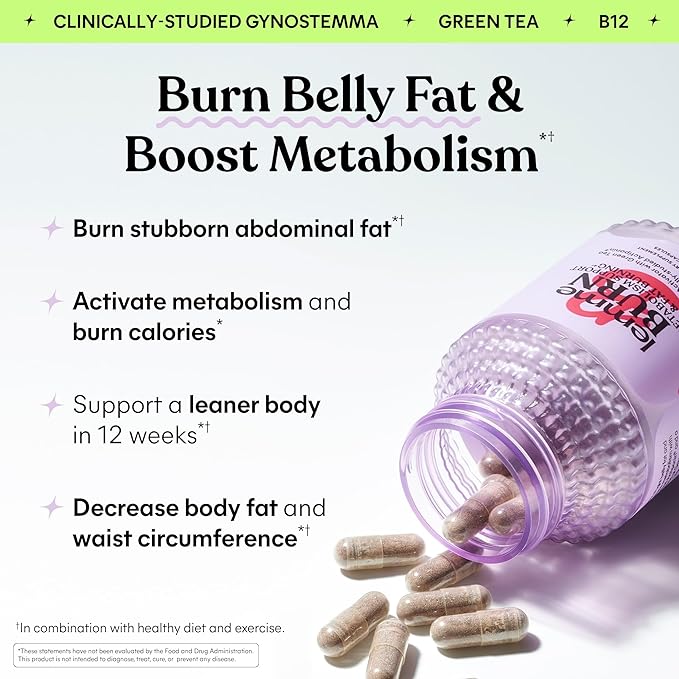Lemme Burn Belly Fat Capsules, Clinically Studied AMPK Metabolic Activator Actiponin Jiaogulan, 50%