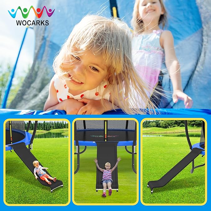 Ergonomic Trampoline Slide with Buffer Region for Children Kids, Outdoor Trampoline Slide