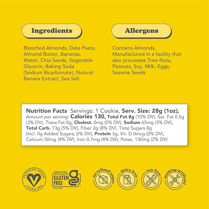 Love + Chew Soft Baked Protein Cookies, Gluten Free | (18) Count Banana Bread Minis | Vegan, Paleo