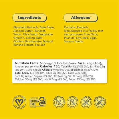 Love + Chew Soft Baked Protein Cookies, Gluten Free | (18) Count Banana Bread Minis | Vegan, Paleo