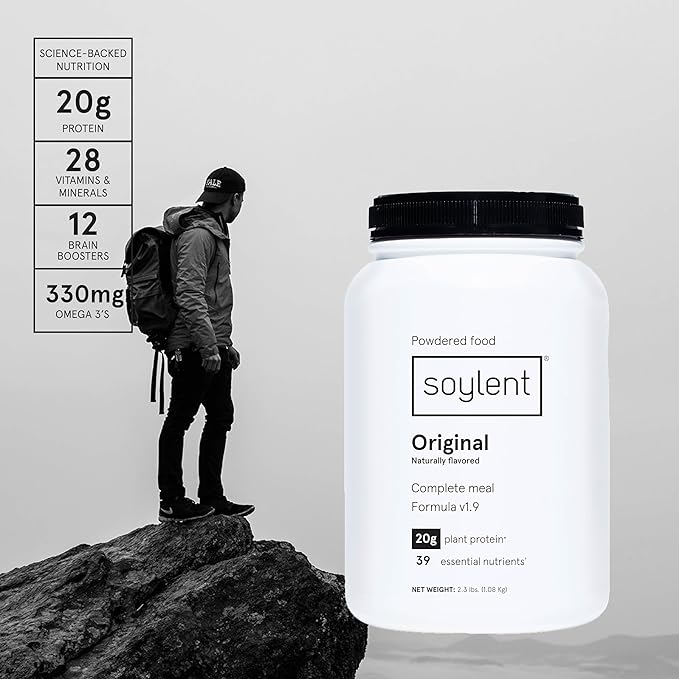 Soylent Complete Nutrition Meal Replacement Protein Powder, Original - Plant Based Vegan Protein