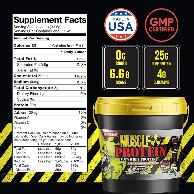 Muscle Protein Whey Powder [12 lbs/Pack of 1]??Cold Filtered, 25g Pure Protein, 6.6g BCAAs