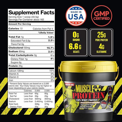 Muscle Protein Whey Powder [12 lbs/Pack of 1]??Cold Filtered, 25g Pure Protein, 6.6g BCAAs