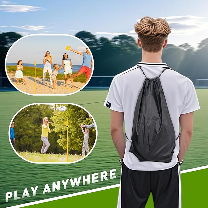 Flying Disc Game Set, Disc Toss Outdoor Games Height Adjustable Bottle Drop Set, Score Tracker