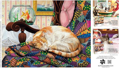 Buffalo Games - Joelle McIntyre - Sleeping Quilt Cat - 750 Piece Jigsaw Puzzle for Adults