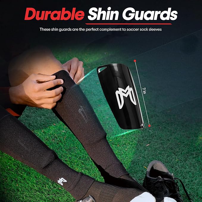 Soccer Grip Socks, Shin Guards, Pre Cut Sock Sleeves, and Guard Straps Bundle Pack - Essential