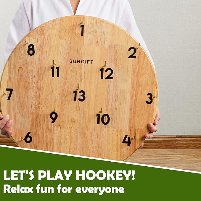 SUNGIFT Hook Ring Toss Game for Adults & Kids - Yard Hooky Ring Tossing Games - Hookie Wall Game