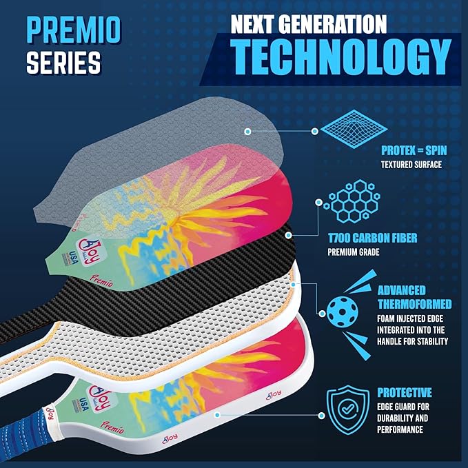 4Joy Pickleball Paddle Premio Series - Thermoformed Premium T700 Carbon Fiber Pickleball Paddless