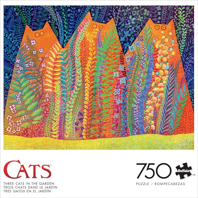 Buffalo Games - Kathryn Kramer Waters - Three Cats in The Garden - 750 Piece Jigsaw Puzzle for