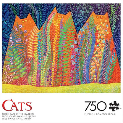 Buffalo Games - Kathryn Kramer Waters - Three Cats in The Garden - 750 Piece Jigsaw Puzzle for