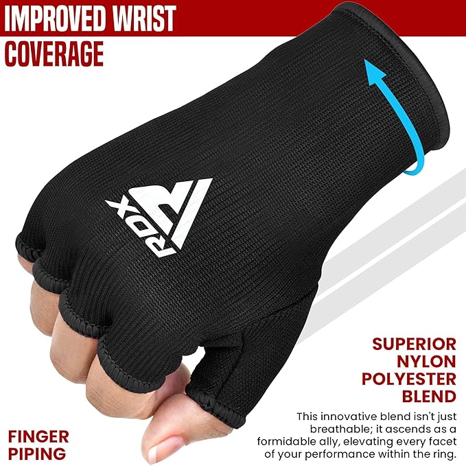RDX Boxing Hand Wraps Inner Gloves Men Women, Half Finger Elasticated Bandages, Under Mitts Fist