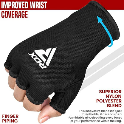 RDX Boxing Hand Wraps Inner Gloves Men Women, Half Finger Elasticated Bandages, Under Mitts Fist