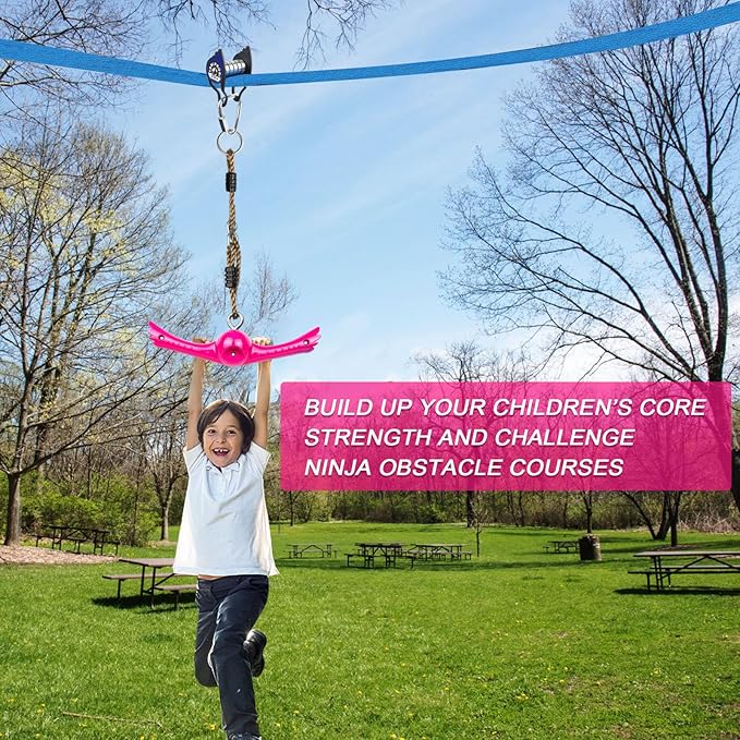 Ninja-Twister Swing Spins Set: Slackline Attachments - 360° Handle Twist-Spin Flips Toy Activate