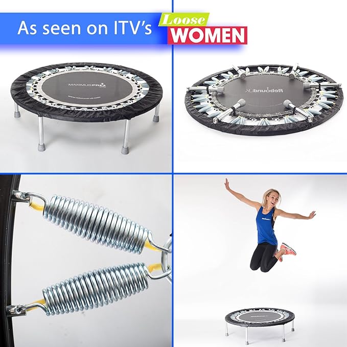 Maximus Pro Home Gym Rebounder Mini Trampoline 40'' + Handle Bar | Includes Workouts Online + DVD's