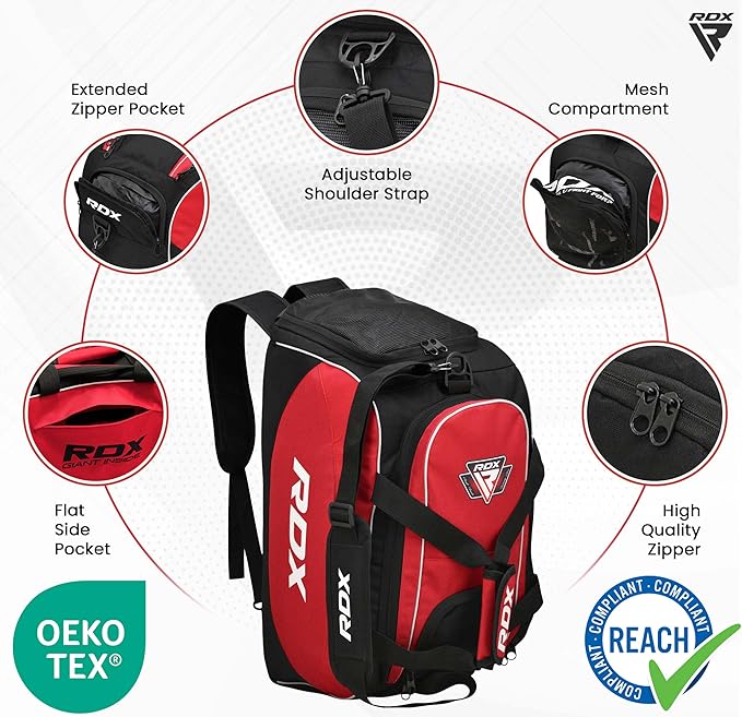 RDX 50L Gym Bag with Ventilated Shoes Compartment, All In One Backpack Duffle Holdall, Fitness