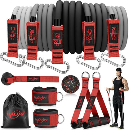 WALITO Resistance Bands Set - Exercise Bands with Handles, Door Anchor, Legs Ankle Straps, for