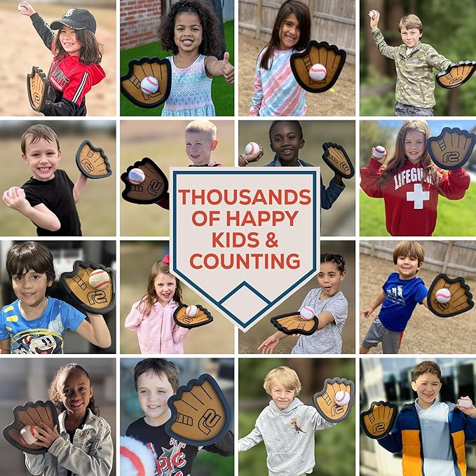 Toss and Catch Ball Game Set - Easy to Use Sticky Balls & Beginner Baseball Training Glove