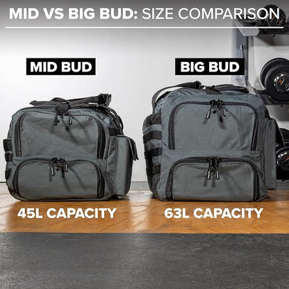Serious Steel Fitness Gym Bag, 1000D Nylon Duffel Bag, Heavy Duty (Grey - Mid Bud 2.0)