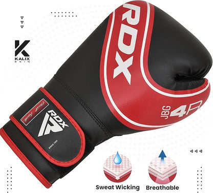 RDX Kids Boxing Gloves, 6oz 4oz Junior Training Mitts, Maya Hide Leather Ventilated Palm, Muay Thai
