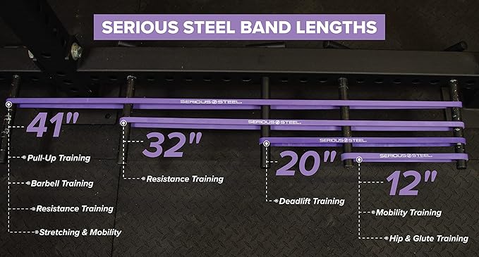 Serious Steel Fitness 32" Resistance Training Bands (Portable Exercise Band System Training Bands
