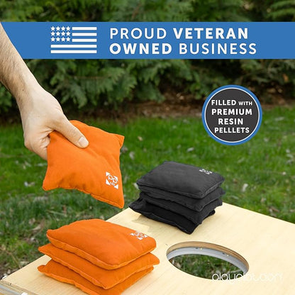 Professional Cornhole Bags - Set of 8 Regulation All Weather Double Sided - Sticky Side/Slick Side