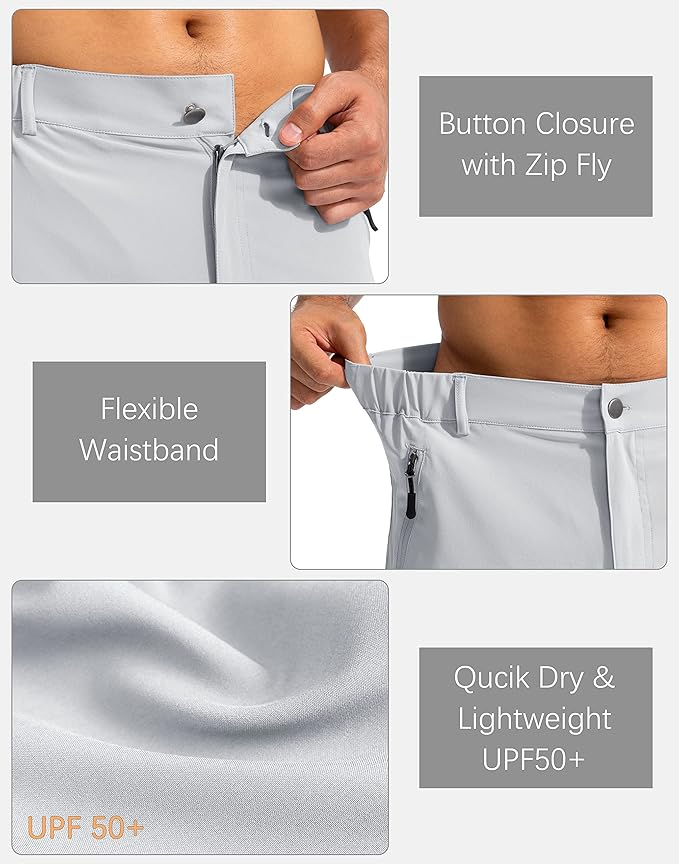 Pudolla Men's Hiking Cargo Shorts 9" Lightweight Outdoor Work Shorts for Men Travel Golf Camping