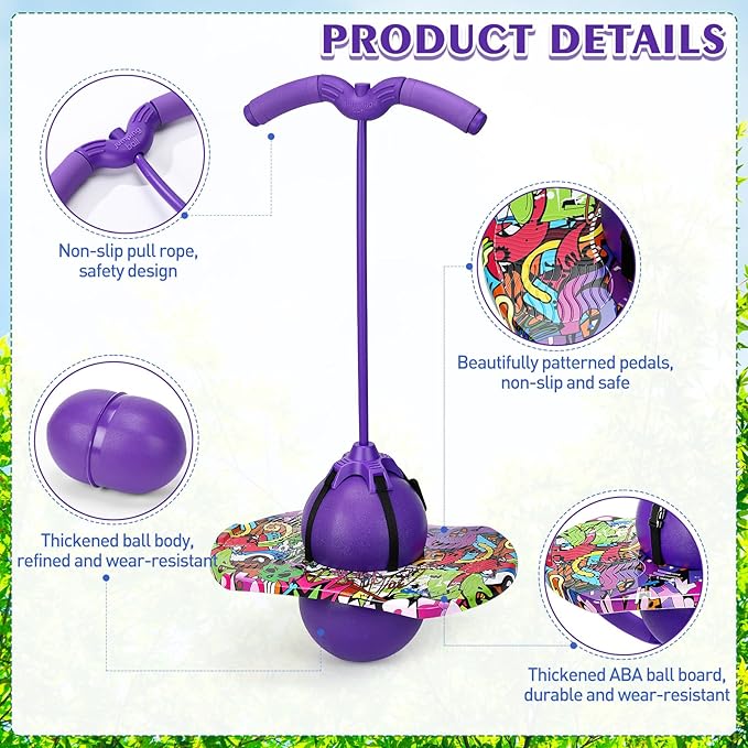 Layhit 2 Pcs Pogo Jumper with Handle for Kids Pump Pogo Ball Stick Jumper Balance Bounce Ball with