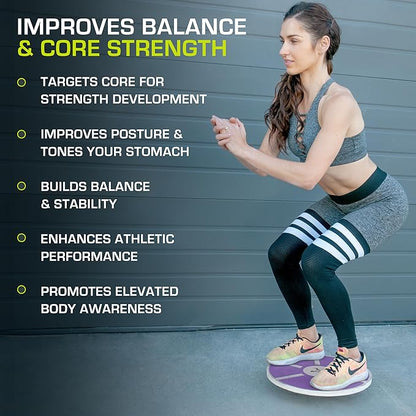 ProsourceFit Wooden Balance Board Non-Slip Wobble Core Trainer 15.75in (39.5cm) Diameter with 360