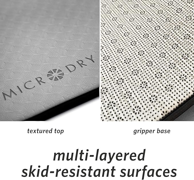 MICRODRY Deluxe Fitness Exercise Yoga Mat for Home & Gym, Extra Thick for High Impact Training