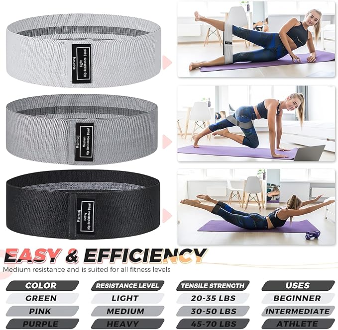 Renoj Resistance Bands, Yoga Starter Sets for Women and Men, 3 Set of Stretch Exercise Workout
