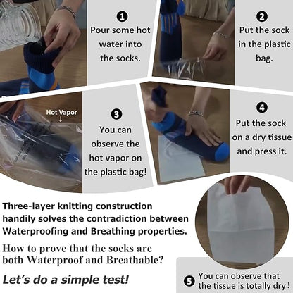 RANDY SUN Waterproof Skiing Socks, [SGS Certified] Unisex Knee High Breathable Hiking Trekking Sock