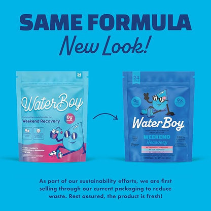 Waterboy Weekend Recovery Variety | 3,200mg Electrolyte Powder Packets | Ginger + L-Theanine +