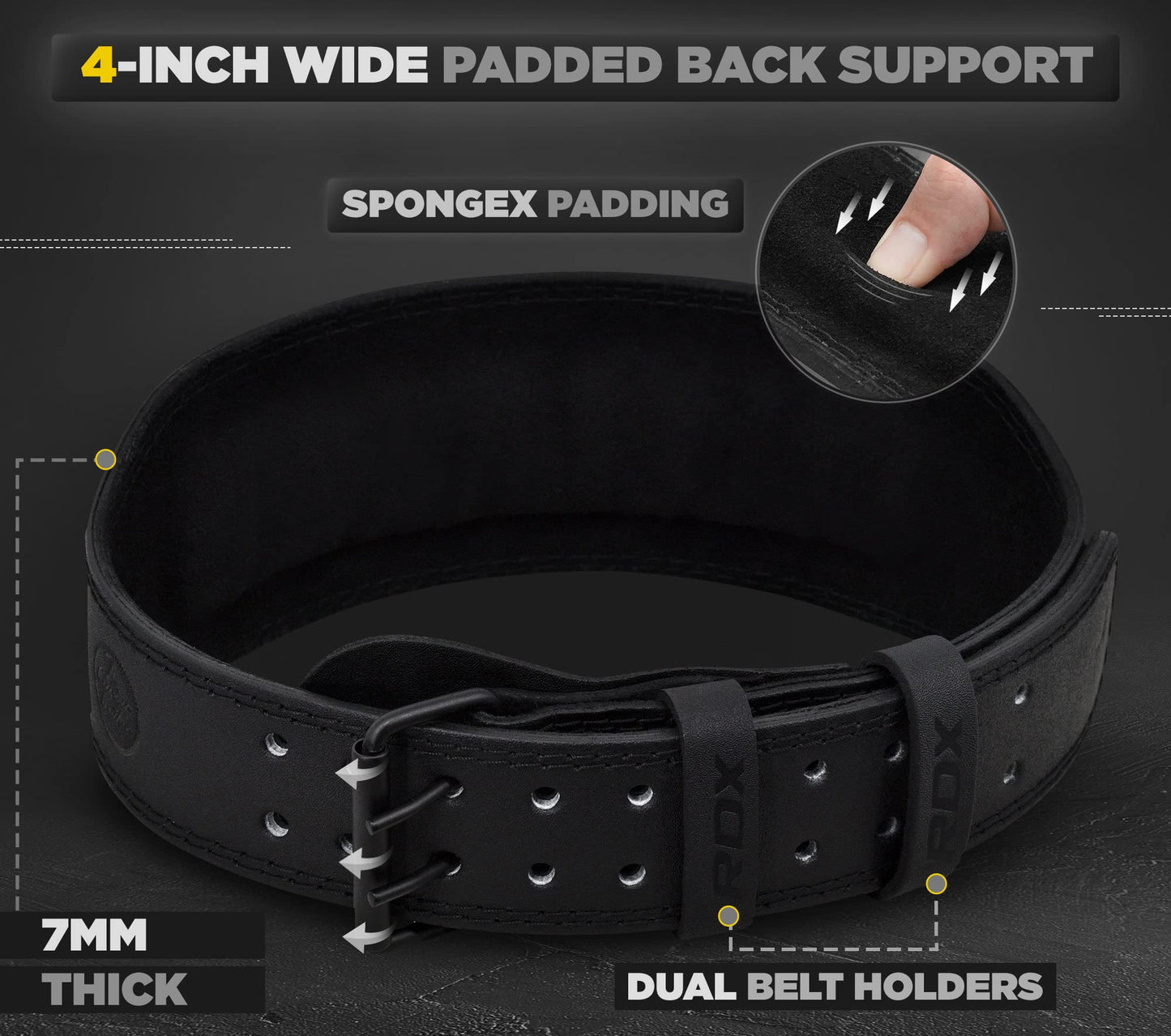 RDX Weight Lifting Belt Gym Fitness, Cowhide Leather, 4” 6” Padded Lumbar Back Support, 10